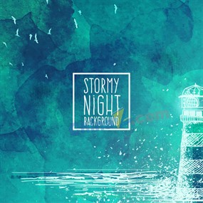 雷雨夜的大海和灯塔矢量